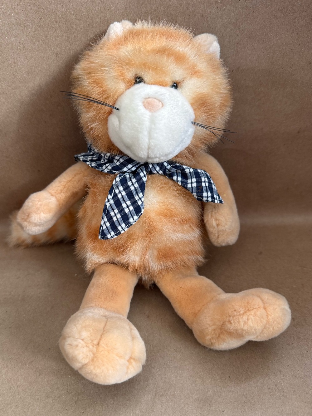 NICI Homies Cat 10” Plush 36264 Orange Ginger Tabby Plaid Bandana Retired